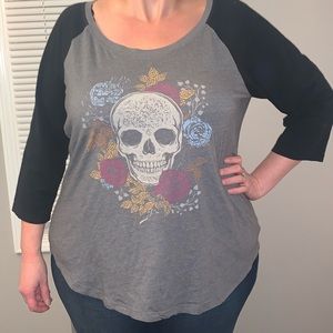 Torrid Skull Baseball T-shirt